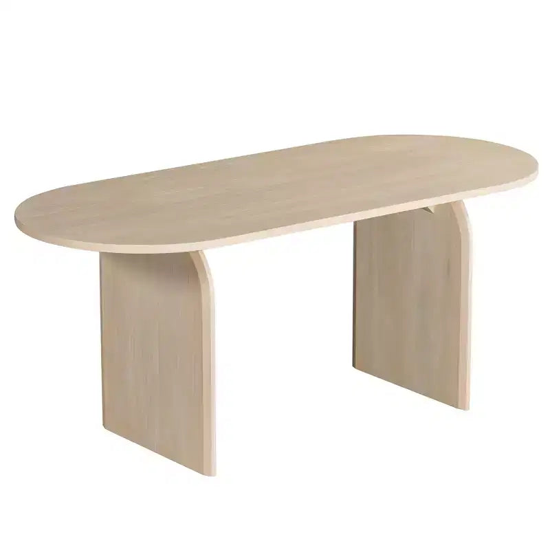 Ensemble de salle à manger ovale 6 pièces Whisen - Table en bois d'hévéa avec 4 chaises en rotin et banc, ensemble de cuisine moderne pour 6 personnes
