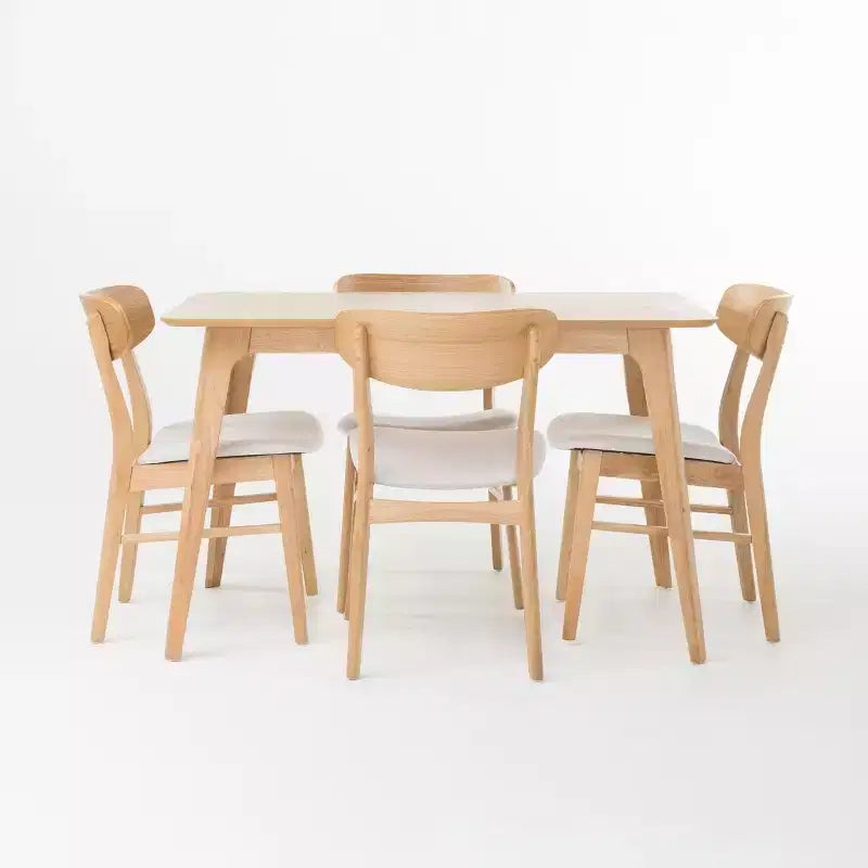 Ensemble de salle à manger 5 pièces Christopher Knight Home Iriat en tissu rembourré et bois, style milieu de siècle