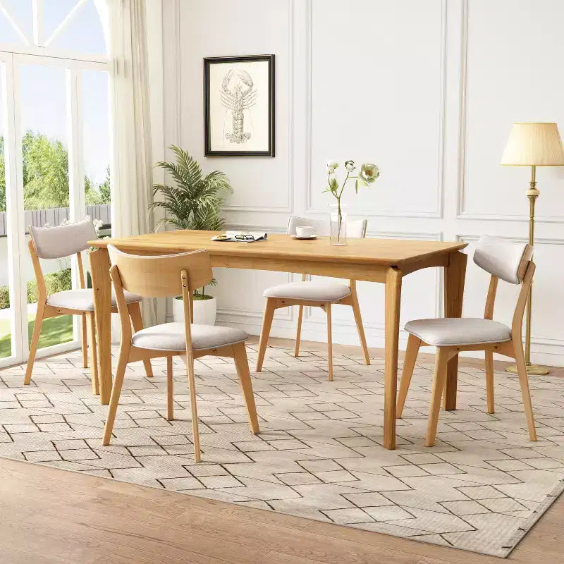 Ensemble de salle à manger 5 pièces en hévéa de style milieu du siècle moderne Laila Christopher Knight Home avec coussins