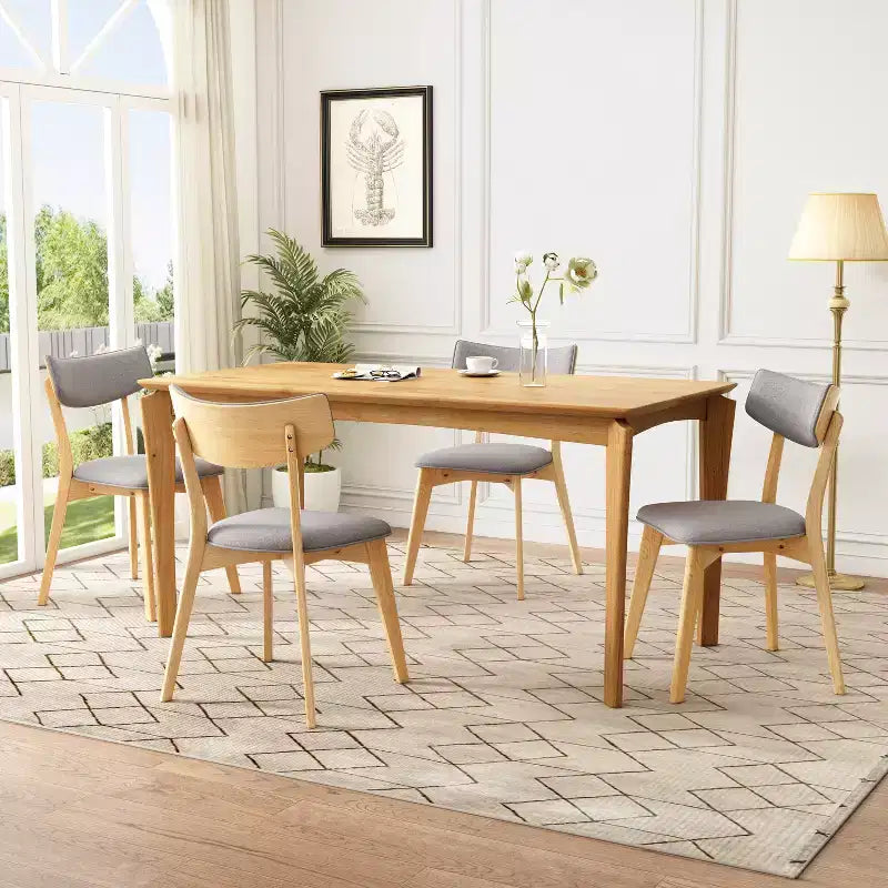 Ensemble de salle à manger 5 pièces en hévéa de style milieu du siècle moderne Laila Christopher Knight Home avec coussins