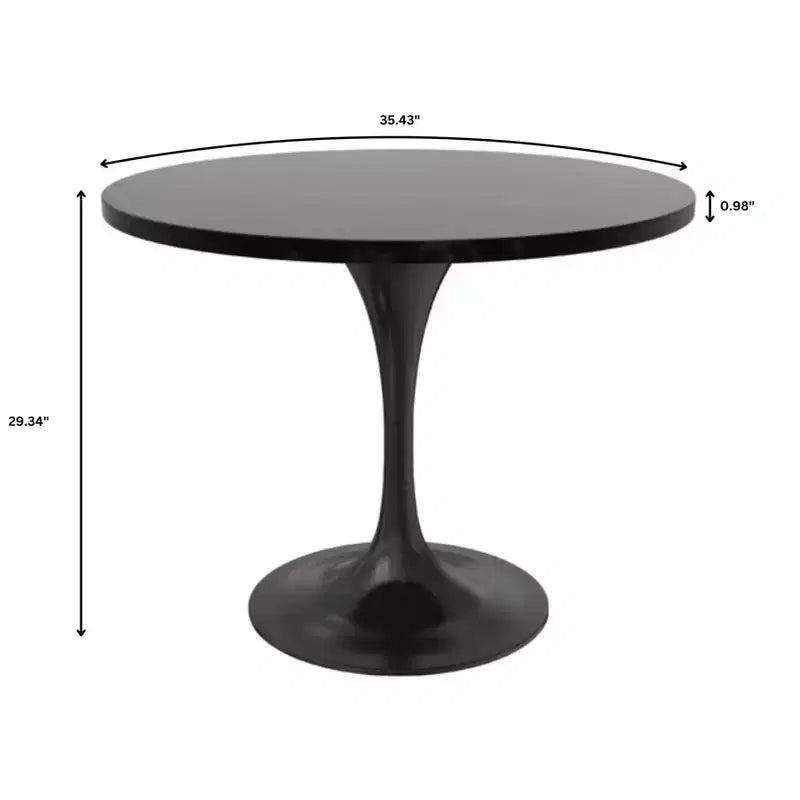 Ensemble de salle à manger 5 pièces LeisureMod Verve avec table à manger ronde de 36 po avec plateau en MDF noir et 4 chaises de salle à manger