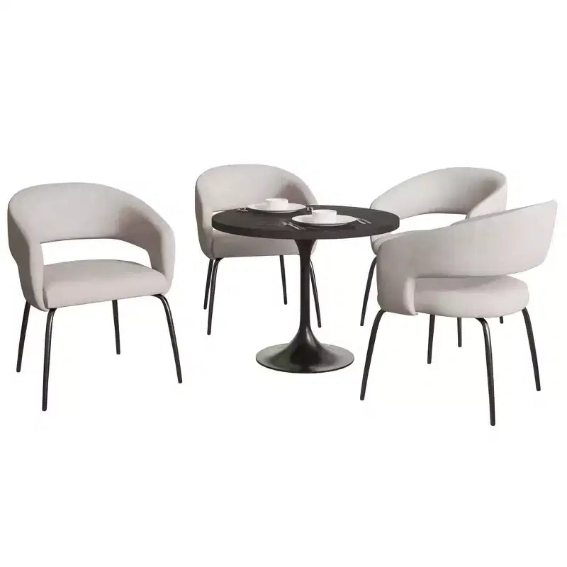 Ensemble de salle à manger 5 pièces LeisureMod Verve avec table à manger ronde de 36 po avec plateau en MDF noir et 4 chaises de salle à manger