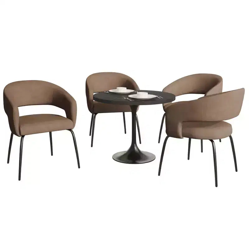 Ensemble de salle à manger 5 pièces LeisureMod Verve avec table à manger ronde de 36 po avec plateau en MDF noir et 4 chaises de salle à manger