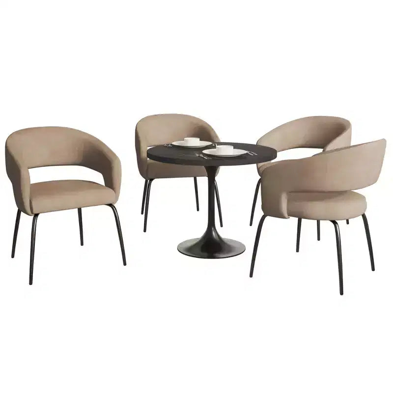 Ensemble de salle à manger 5 pièces LeisureMod Verve avec table à manger ronde de 36 po avec plateau en MDF noir et 4 chaises de salle à manger