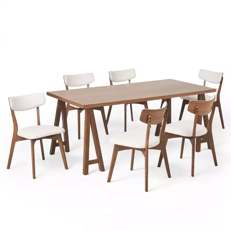 Ensemble de salle à manger 7 pièces Christopher Knight Home Chazz en tissu de style Mid-Century Modern