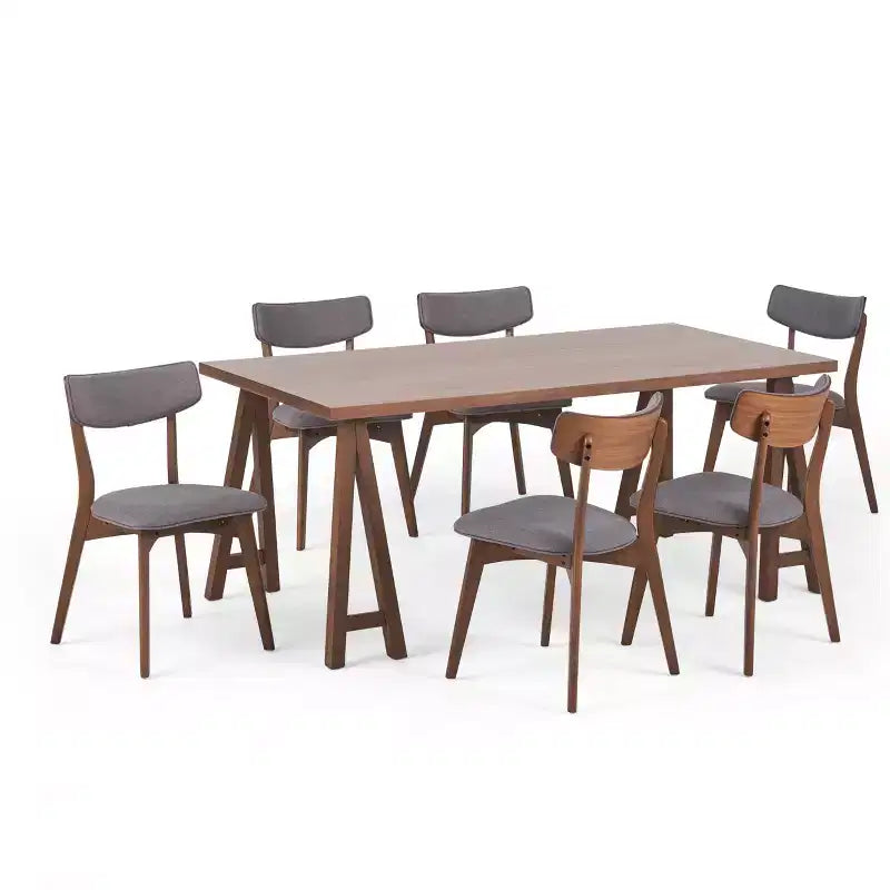 Ensemble de salle à manger 7 pièces Christopher Knight Home Chazz en tissu de style Mid-Century Modern