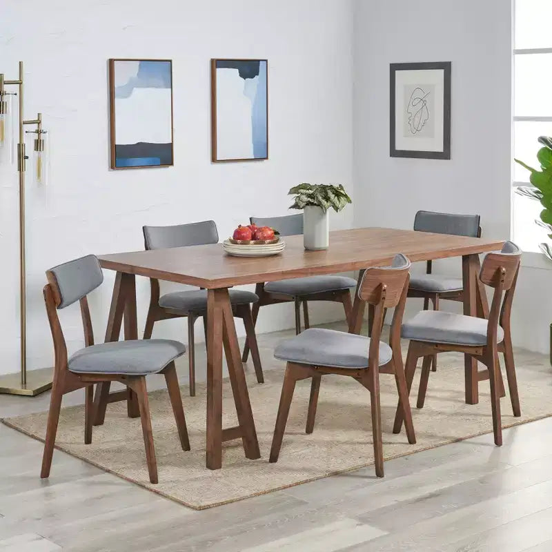 Christopher Knight Home Chazz Mid Century Modern Fabric Upholstered 7 Piece Dining Set