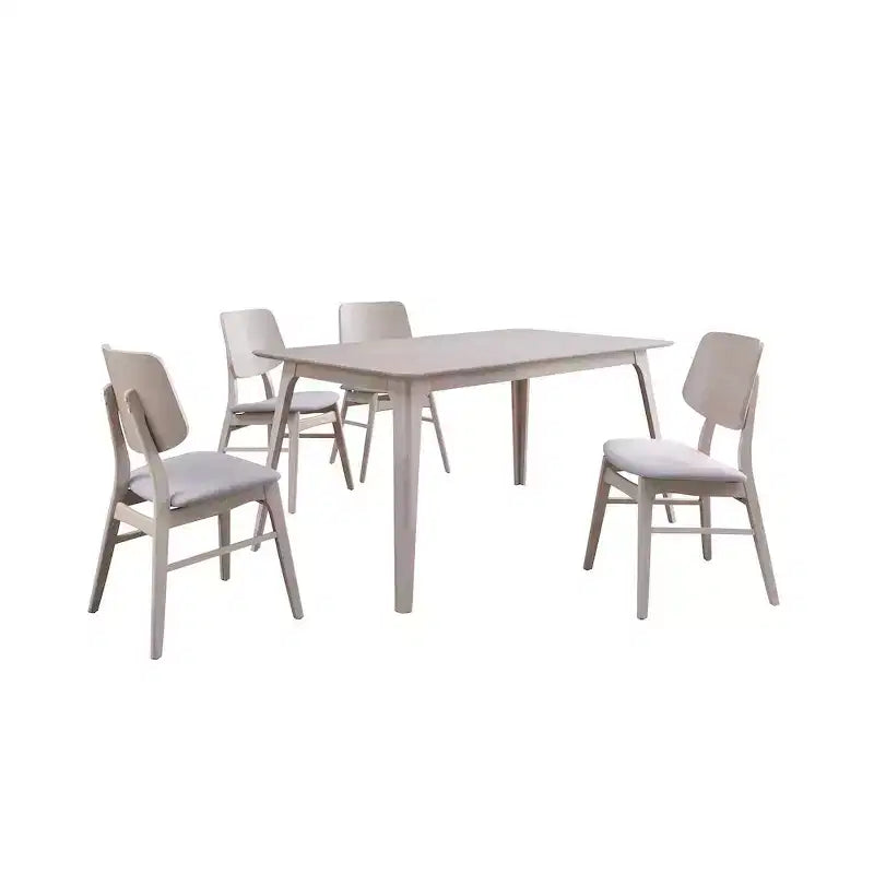 New Classic Furniture,Oscar 5-Piece Wood Dining Set, White Ash