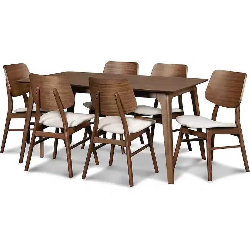 New Classic Furniture,Oscar Solid Wood Table And 6 Chairs In Brown