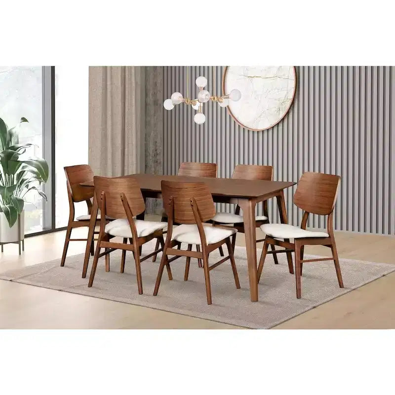 Ensemble Table et 6 Chaises en Bois Massif Oscar, Coloris Marron, Collection New Classic Furniture