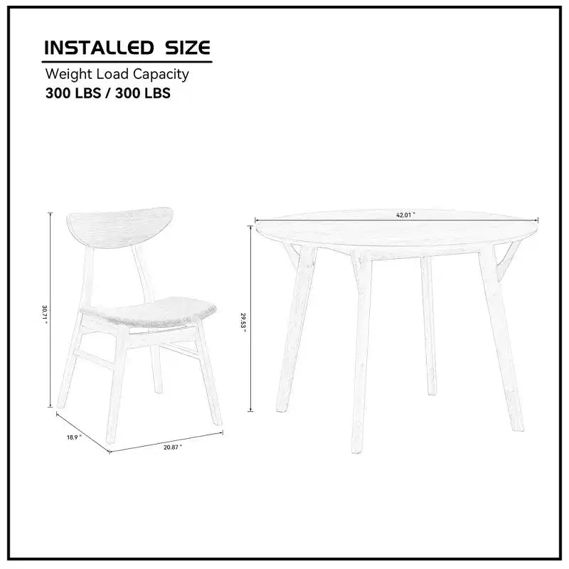 Ensemble de salle à manger rond 5 pièces GDFStudio Lambert moderne en bois d'hévéa et tissu rembourré