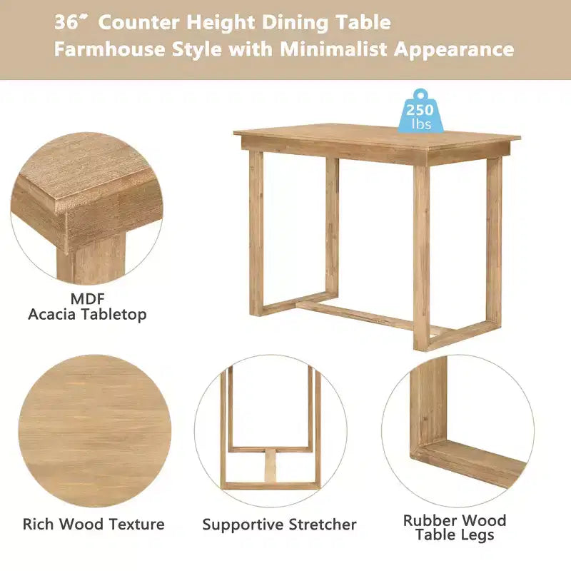 Ensemble de salle à manger Whisen 5 pièces hauteur comptoir avec table et 4 chaises