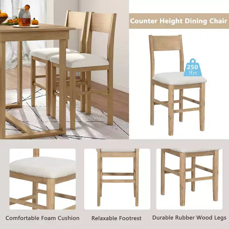 Ensemble de salle à manger Whisen 5 pièces hauteur comptoir avec table et 4 chaises