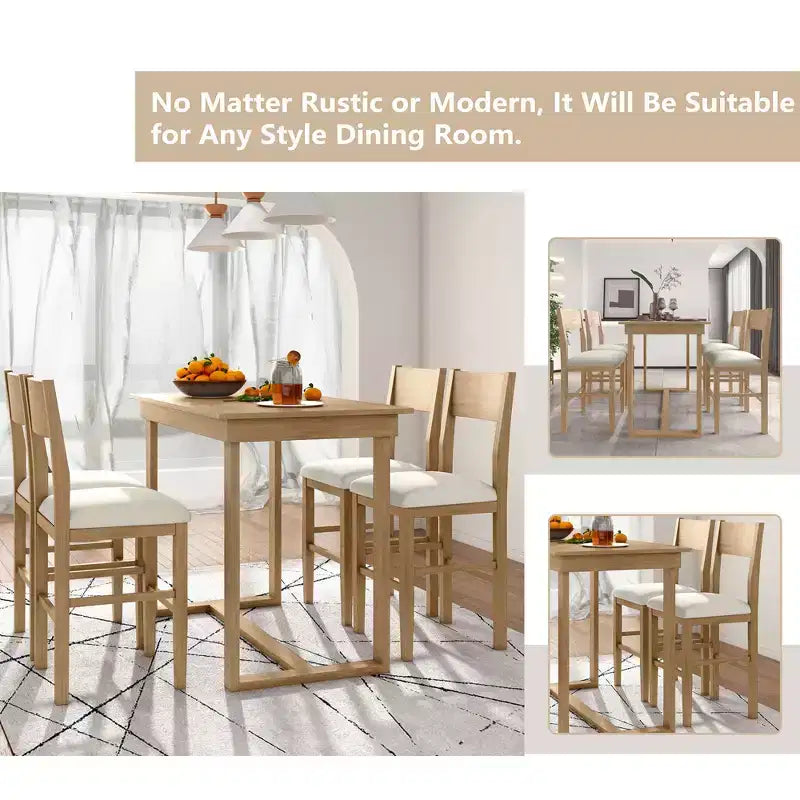 Ensemble de salle à manger Whisen 5 pièces hauteur comptoir avec table et 4 chaises
