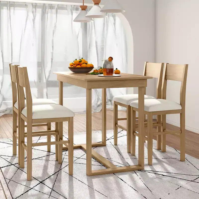 Whisen 5-Piece Counter Height Dining Set with Table & 4 Chairs