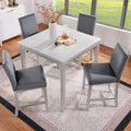 5 Piece Counter Height Table Set with Square Table and 4 Upholstered Chairs, Counter Height Dining Table with Crystal Decoration and Chair Set