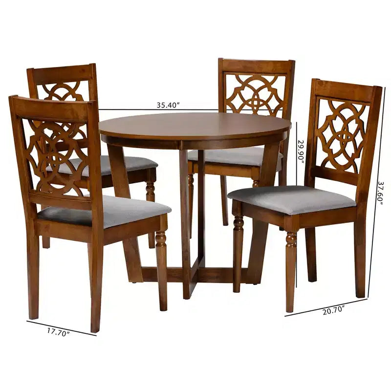 Ensemble de salle à manger 5 pièces Baxton Studio Valerie moderne en bois gris et noyer marron