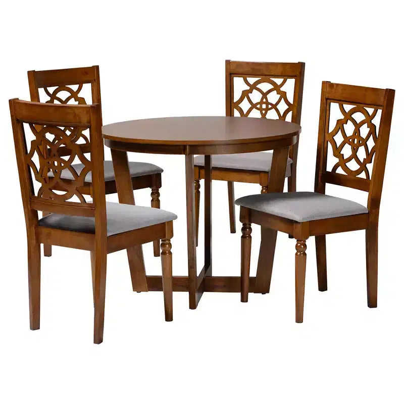 Ensemble de salle à manger 5 pièces Baxton Studio Valerie moderne en bois gris et noyer marron