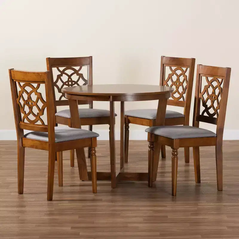Ensemble de salle à manger 5 pièces Baxton Studio Valerie moderne en bois gris et noyer marron