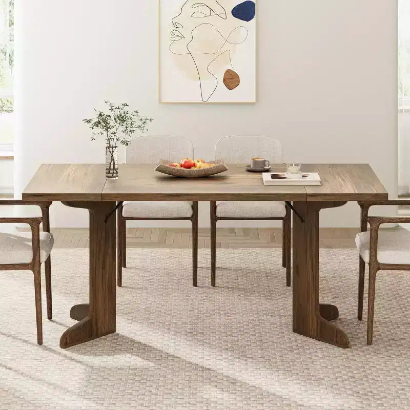 Table de salle à manger 71" pour 6 à 8 personnes, table de dîner moderne avec pieds en bois uniques, sans chaises