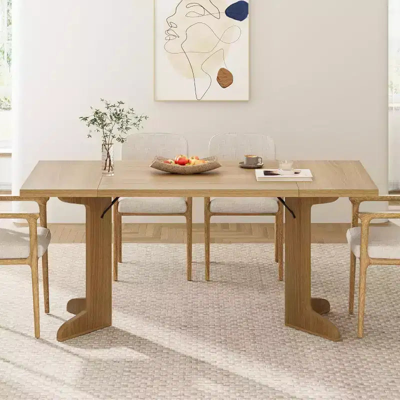 Table de salle à manger 71" pour 6 à 8 personnes, table de dîner moderne avec pieds en bois uniques, sans chaises