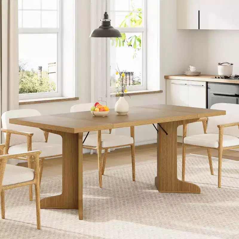 Table de salle à manger 71" pour 6 à 8 personnes, table de dîner moderne avec pieds en bois uniques, sans chaises