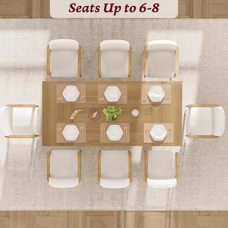 Table de salle à manger 71" pour 6 à 8 personnes, table de dîner moderne avec pieds en bois uniques, sans chaises