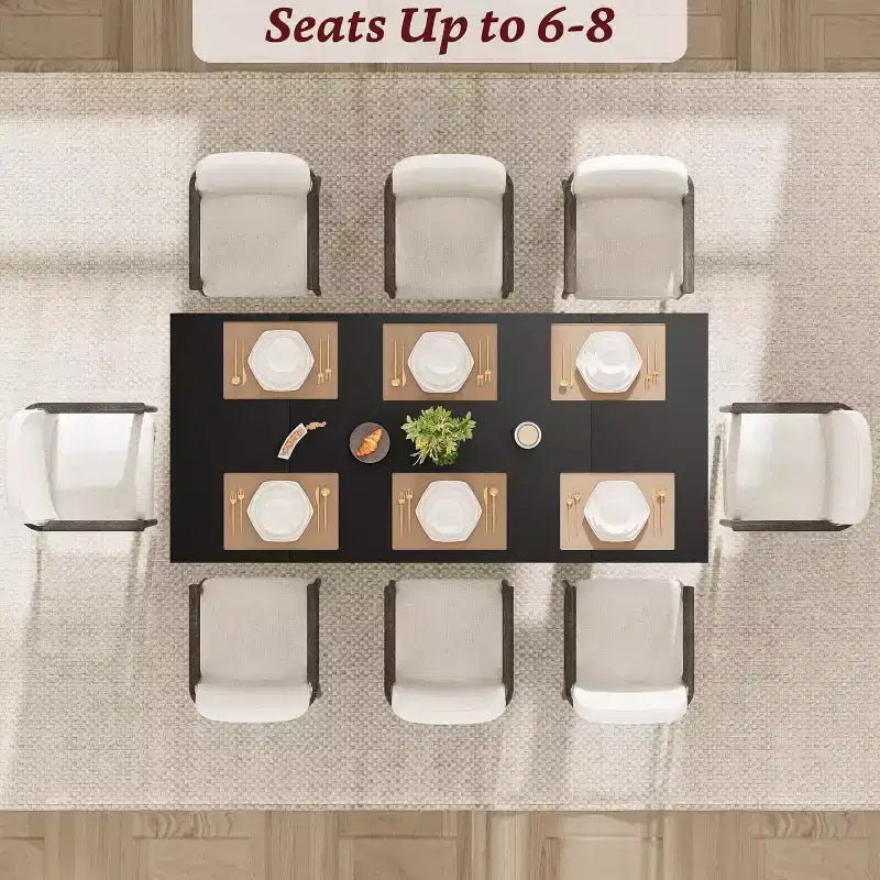 Table de salle à manger 71" pour 6 à 8 personnes, table de dîner moderne avec pieds en bois uniques, sans chaises