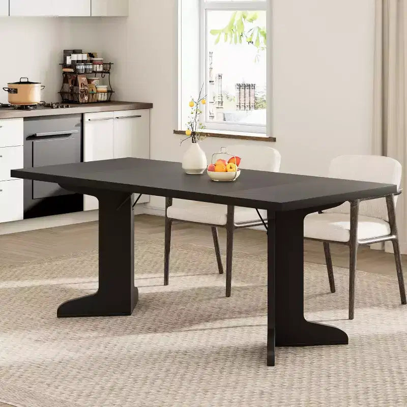 71 Dining Table for 6 to 8 People, Modern Dinner Table with Unique Wooden Legs, No Chairs