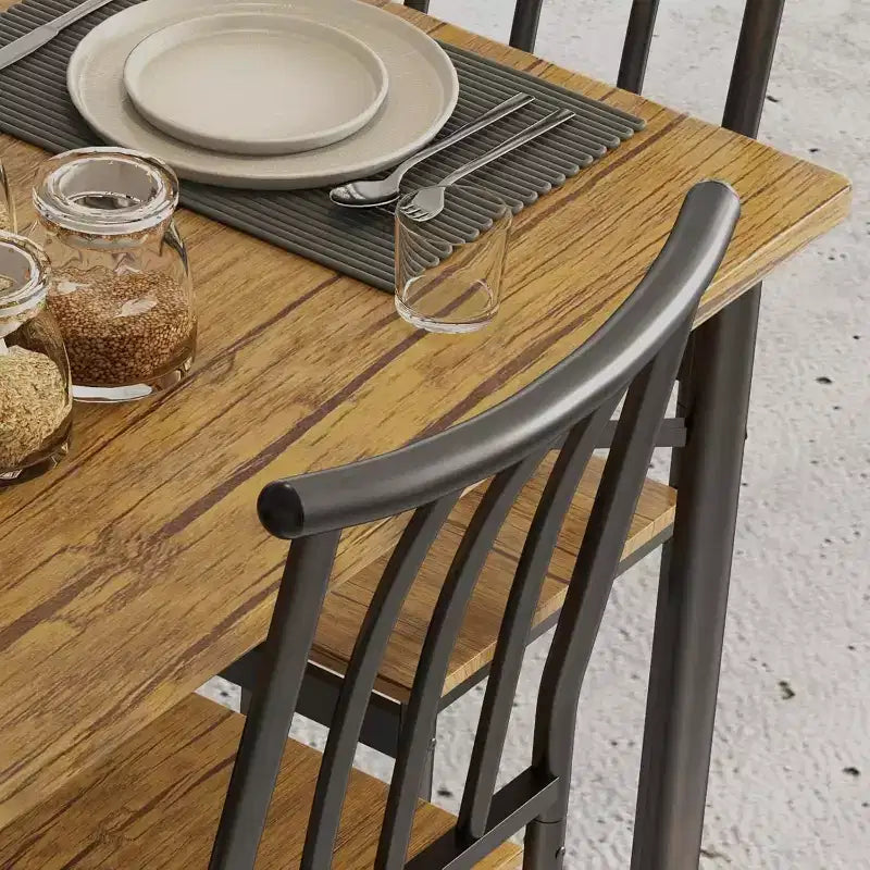 Ensemble de table à manger pour 4 personnes, avec 4 chaises, ensemble de meubles de salle à manger rectangulaire 5 pièces avec étagère de rangement pour petit espace, appartement, dînette