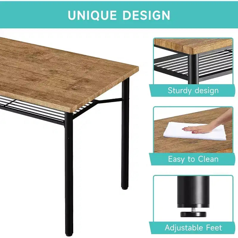 Ensemble de table à manger pour 4 personnes, avec 4 chaises, ensemble de meubles de salle à manger rectangulaire 5 pièces avec étagère de rangement pour petit espace, appartement, dînette