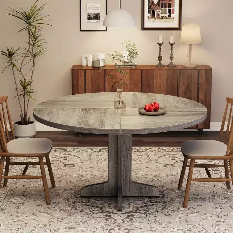 Table à manger ronde de 120 cm pour 4 personnes, pieds incurvés, table de salle à manger moderne, base stable, pour cuisine