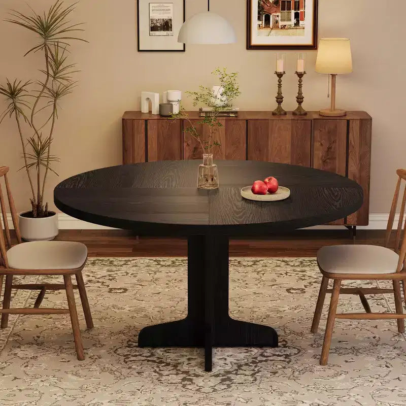 Table à manger ronde de 120 cm pour 4 personnes, pieds incurvés, table de salle à manger moderne, base stable, pour cuisine