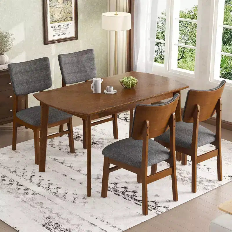 Merax 6-Piece Rustic Farmhouse Dining Set with Upholstered Chairs & Bench