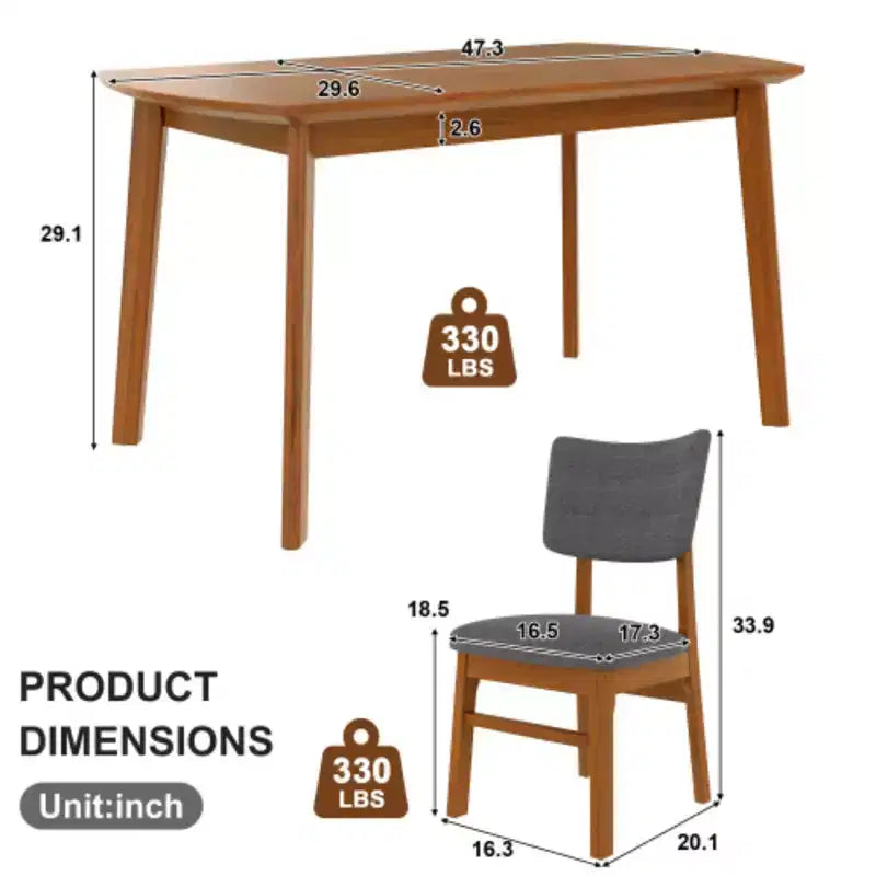 Ensemble de salle à manger rustique 6 pièces Merax avec chaises et banc rembourrés