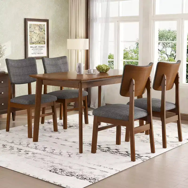Ensemble de salle à manger rustique 6 pièces Merax avec chaises et banc rembourrés