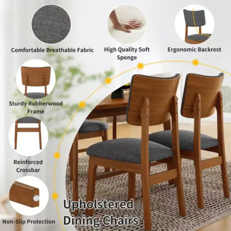 Ensemble de salle à manger rustique 6 pièces Merax avec chaises et banc rembourrés