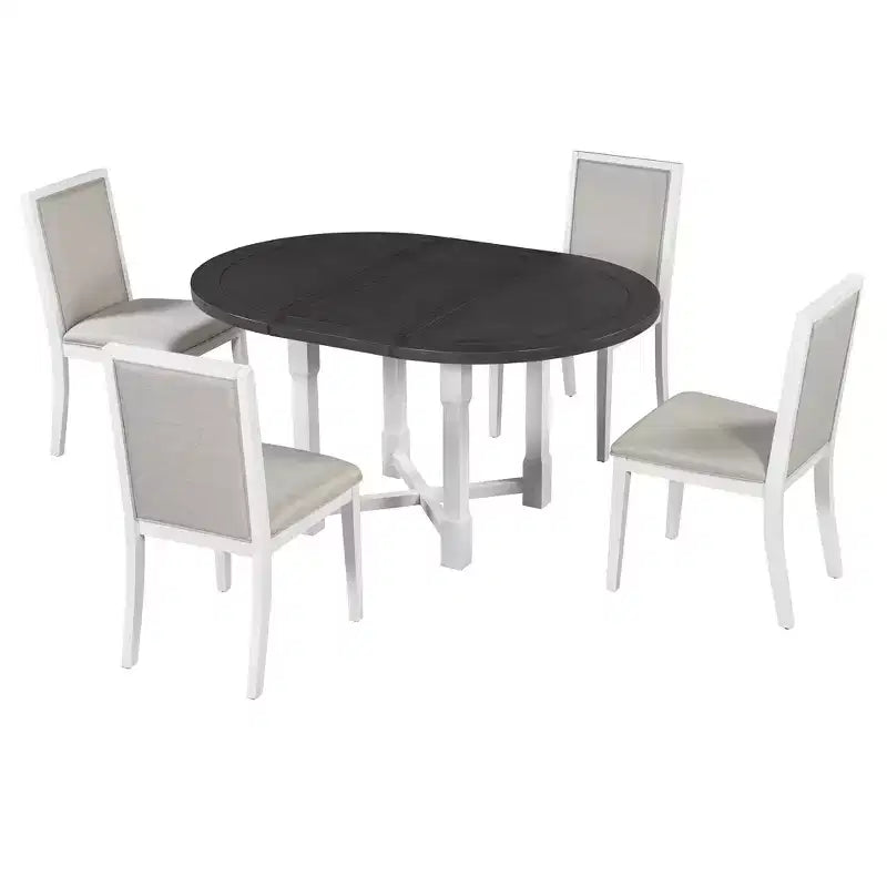 Table de cuisine style ferme Merax avec rallonge amovible et chaises rembourrées