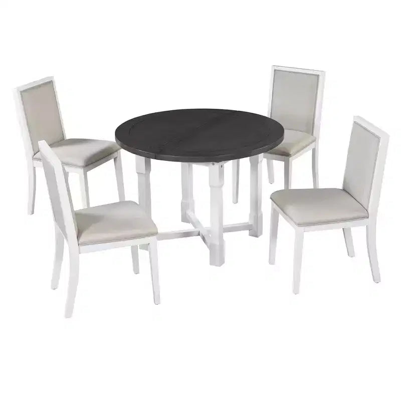 Table de cuisine style ferme Merax avec rallonge amovible et chaises rembourrées