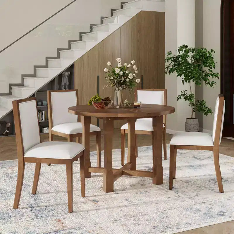 Table de cuisine style ferme Merax avec rallonge amovible et chaises rembourrées