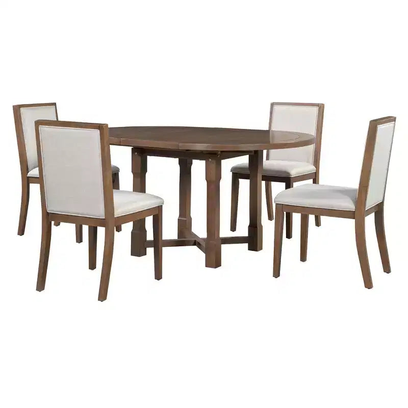 Table de cuisine style ferme Merax avec rallonge amovible et chaises rembourrées