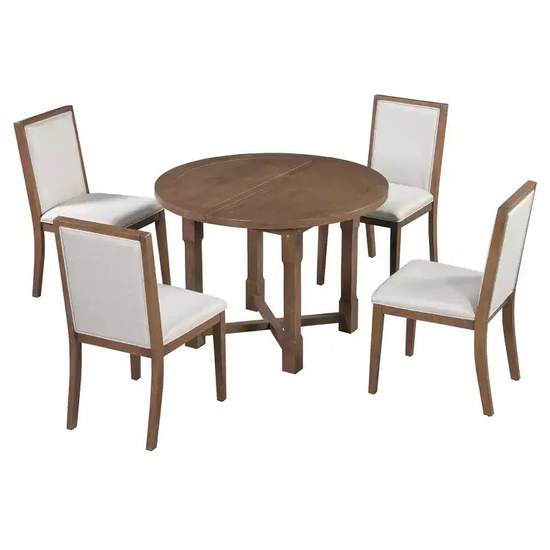 Table de cuisine style ferme Merax avec rallonge amovible et chaises rembourrées