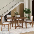 Merax Farmhouse Style Kitchen Table with Removable Leaf & Upholstered Chairs