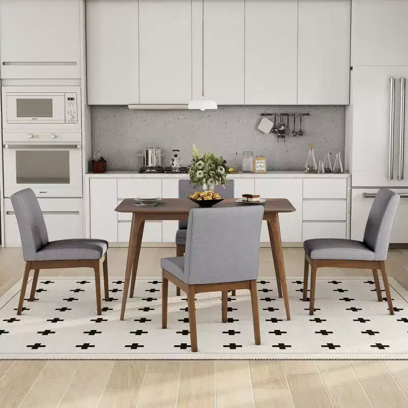 Ensemble de salle à manger Merax 5 pièces de style moderne du milieu du siècle avec 4 chaises rembourrées