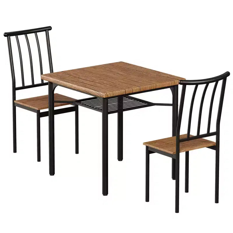 Ensemble Table à Manger 3 Pièces GustoWave, avec Casier à Vin, pour Petits Espaces, Appartement