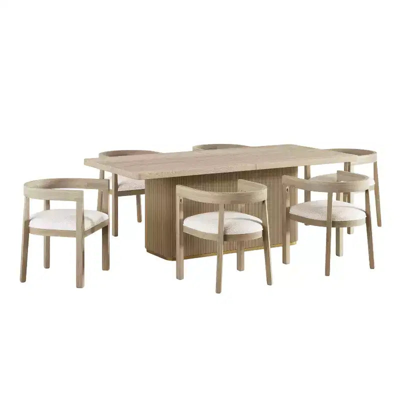 Ensemble de salle à manger 7 pièces contemporain Christopher Knight Home Sticks avec chaises rembourrées en hévéa