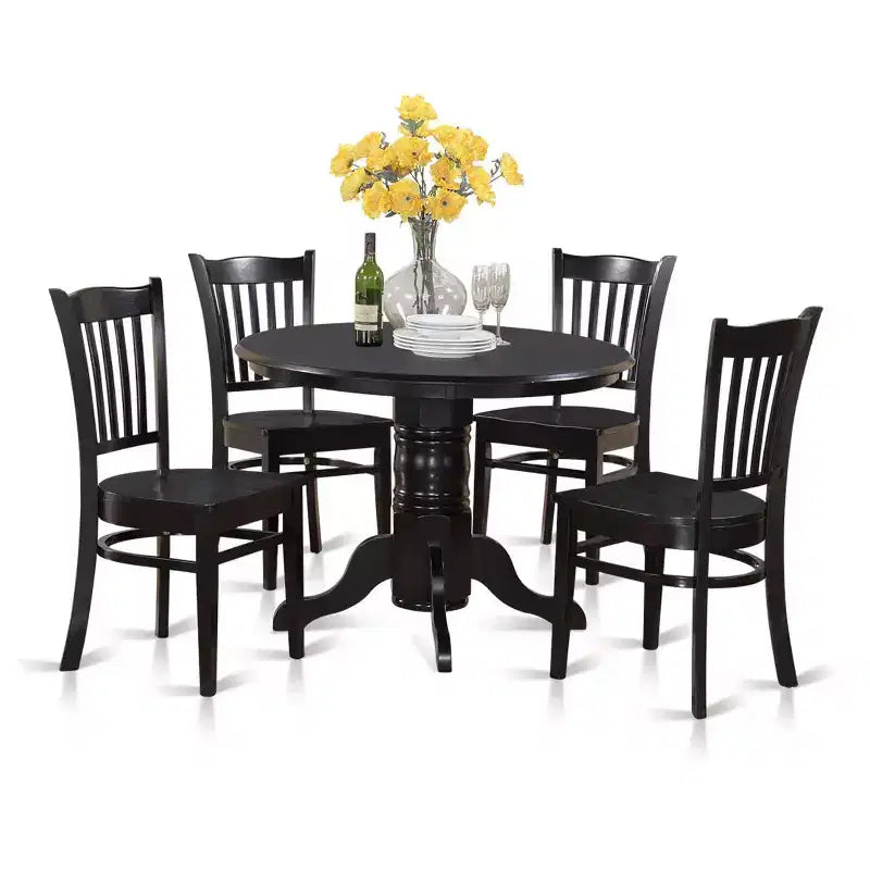HomeStock Table et Chaises Rondes de Cuisine - Lin Blanc Style Moderne SHGR5-WHI-W
