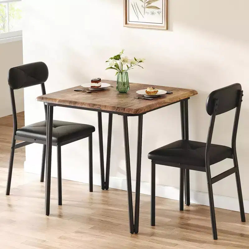 Ensemble de salle à manger Salutmeuble pour 2 personnes, ensemble de salle à manger 3 pièces, ensemble de table de salle à manger avec 2 chaises rembourrées pour petite cuisine d'appartement