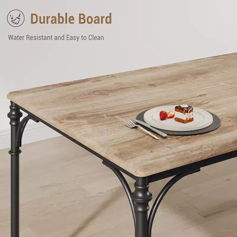 Ensemble table et 4-6 chaises de salle à manger – Table de cuisine avec banc rembourré, compact pour petits espaces, couleur bois clair