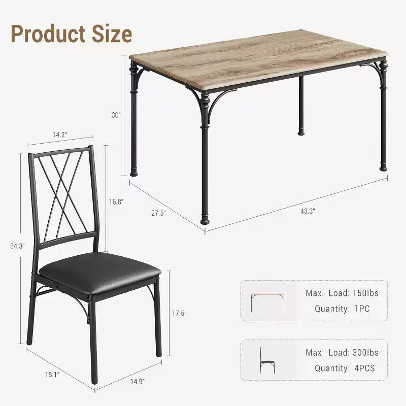 Ensemble table et 4-6 chaises de salle à manger – Table de cuisine avec banc rembourré, compact pour petits espaces, couleur bois clair